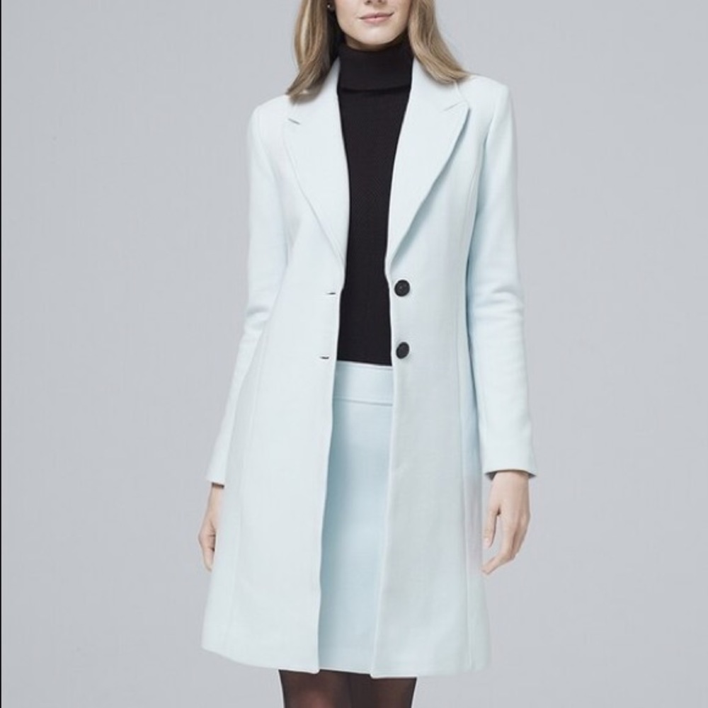 NWT WHBM Solid Topper Coat in Ice Cap Blue